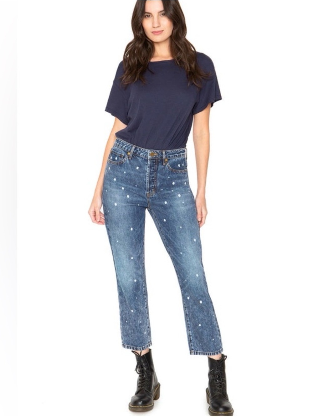 SANDRINE ROSE (Free People) Women’s Polka Dot Cropped Jeans - 27